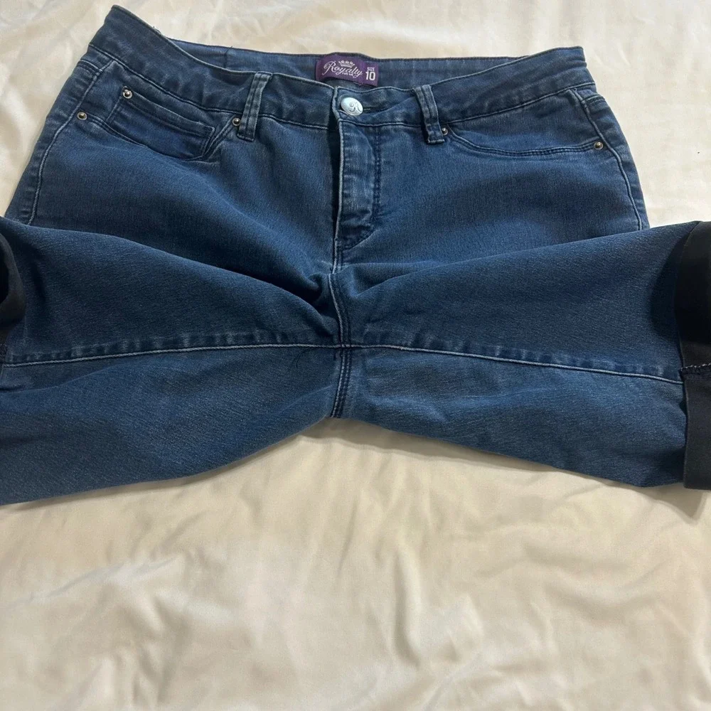 Royalty For Me Womens Blue Denim Bermuda Shorts Size 10‎ Dark Wash Stretch
